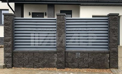 Вентилируемый забор жалюзи в цвете графит ЖЗ-127 - фото 5