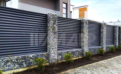 Современный графитовый забор жалюзи из габионов ЖЗ-138 - фото 1