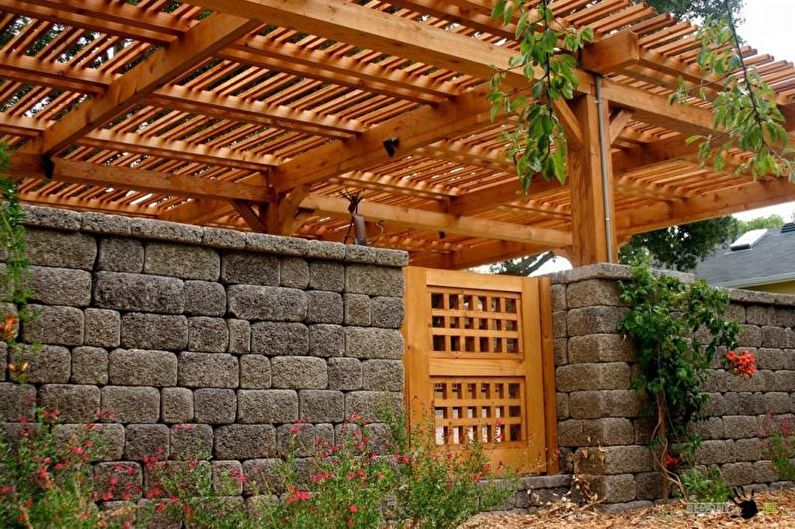 Каменный забор для частного дома - фото